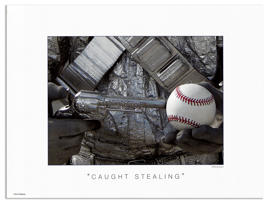 Caught Stealing Poster | The Baseball Fine Art Series is a collection of art photos that glorify, our great national pastime, BASEBALL.