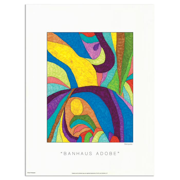 Bauhause Adobe Poster | Uniquely colored hand-drawn graphics by prominent photographic artist Don P. Marquess.